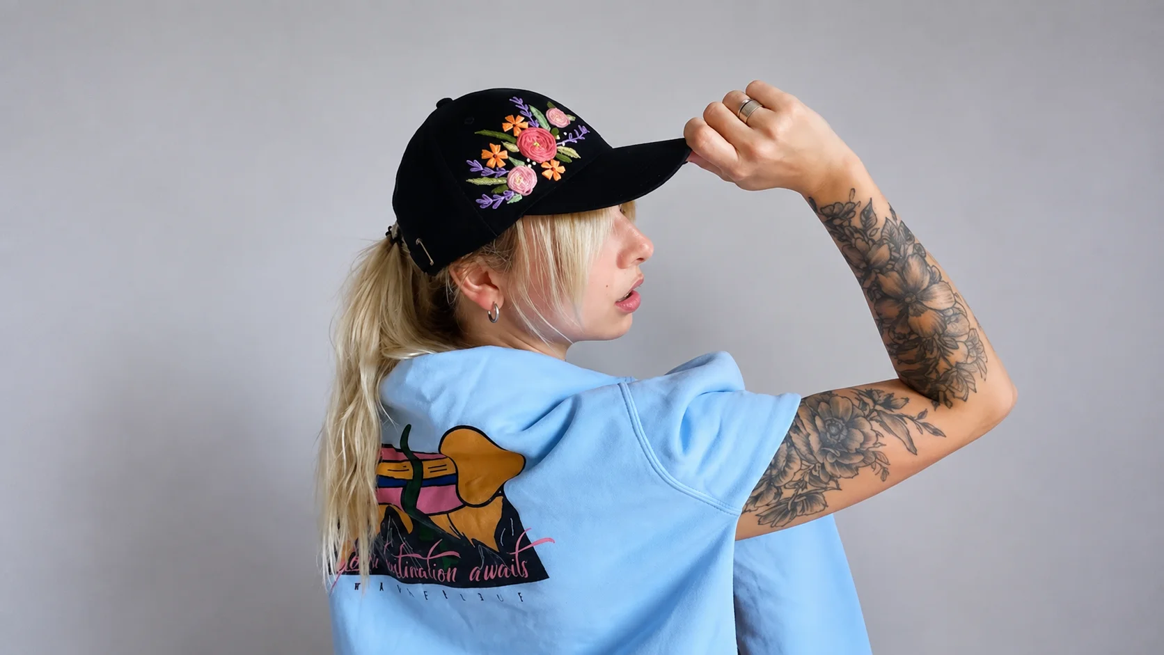 Custom floral cap embroidery digitizing services